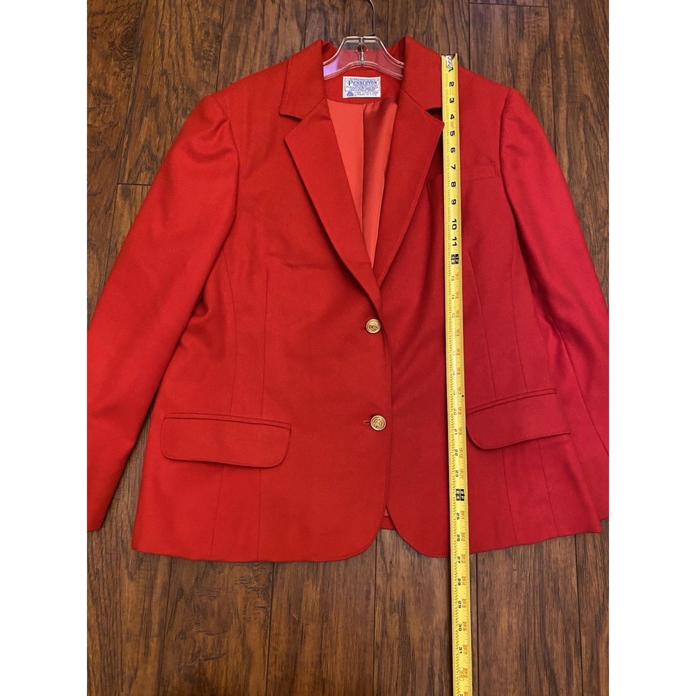 Pendleton Red Wool Blazer Women's Size 12 14 Large Satin Lined Gold Buttons USA - Picture 7 of 8